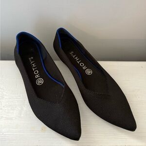 Rothy's Black Flats with Blue Accent